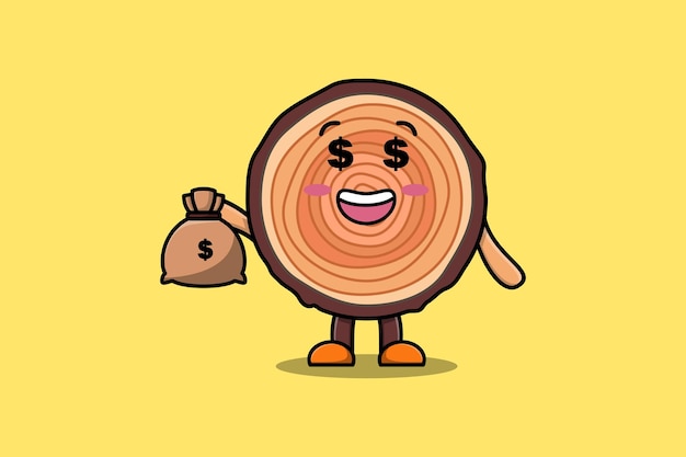 Cute dibujos animados Crazy rich Lychee con bolsa de dinero en forma divertida en la ilustración de diseño moderno