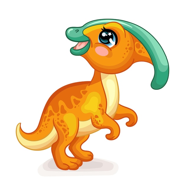 Cute dibujos animados dinosaurio bebé parasaurolophus vector ilustración