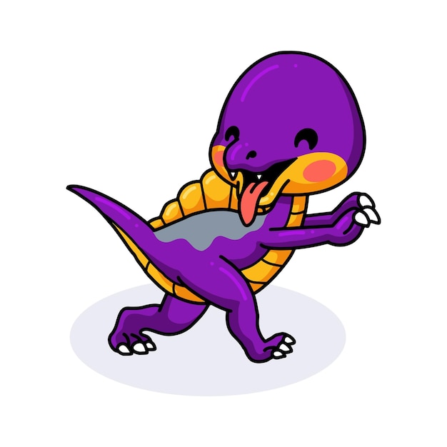 Vector cute dibujos animados dinosaurio pequeño púrpura