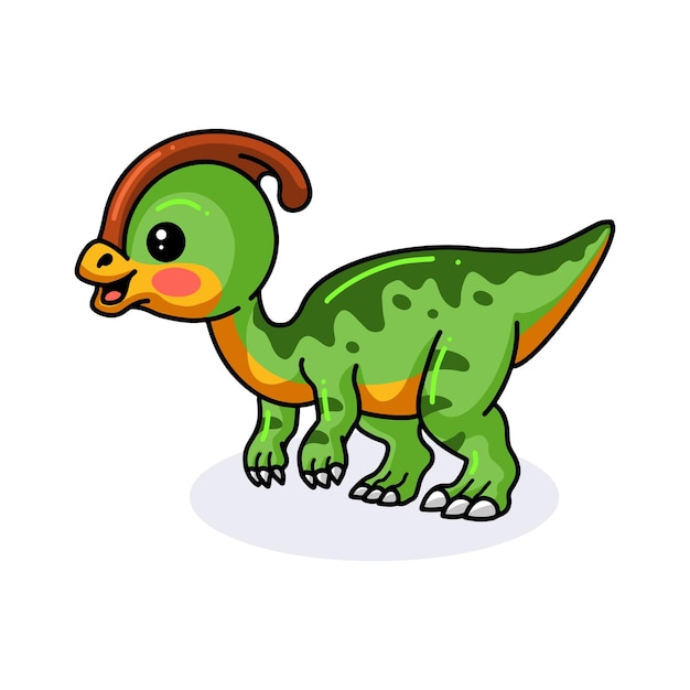 Vector cute dibujos animados de dinosaurios parasaurolophus