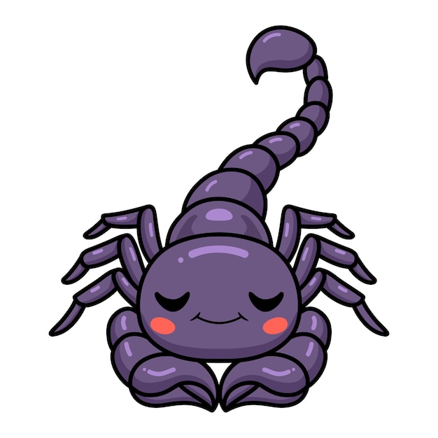 Vector cute dibujos animados de escorpión púrpura durmiendo