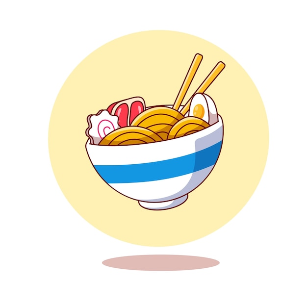 Cute dibujos animados de fideos ramen ilustración vectorial