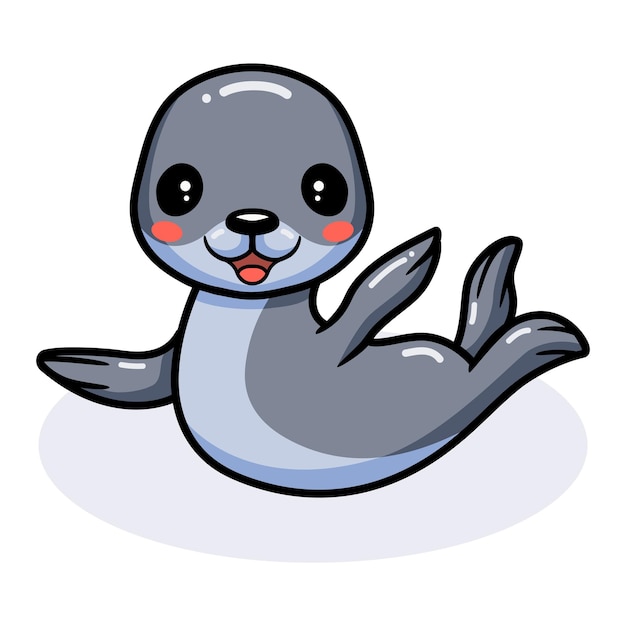 Cute dibujos animados de foca pequeña acostada