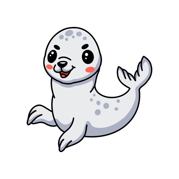 Cute dibujos animados de foca pequeña blanca