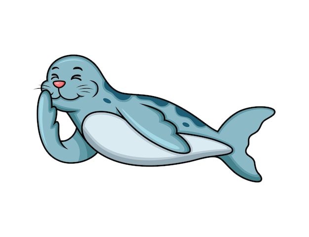 Cute dibujos animados de foca con pose de relax