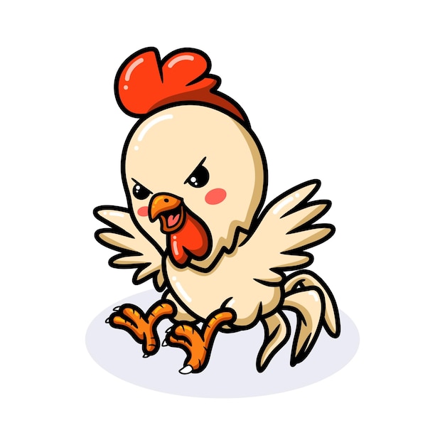 Cute dibujos animados de gallo pequeño enojado