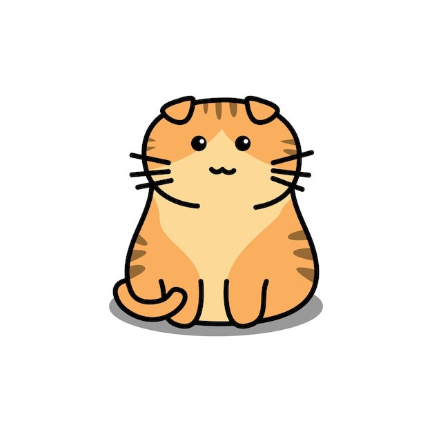 Cute dibujos animados de gato naranja scottish fold aislado en blanco