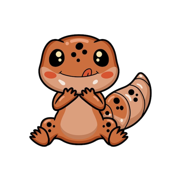 Cute dibujos animados de gecko leopardo sentado