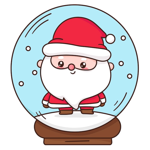 Cute dibujos animados de gnomo santa calus en bola de cristal de navidad