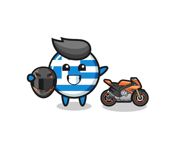 Vector cute dibujos animados de grecia como piloto de motos