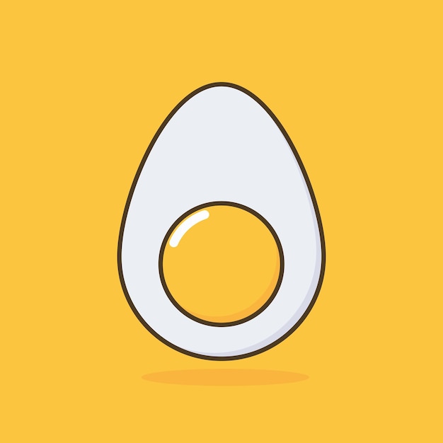 Cute dibujos animados de huevo cocido Ilustración plana del icono de huevos cocidos sobre fondo amarillo Adecuado para su uso en carteles o folletos de diseño de productos alimenticios