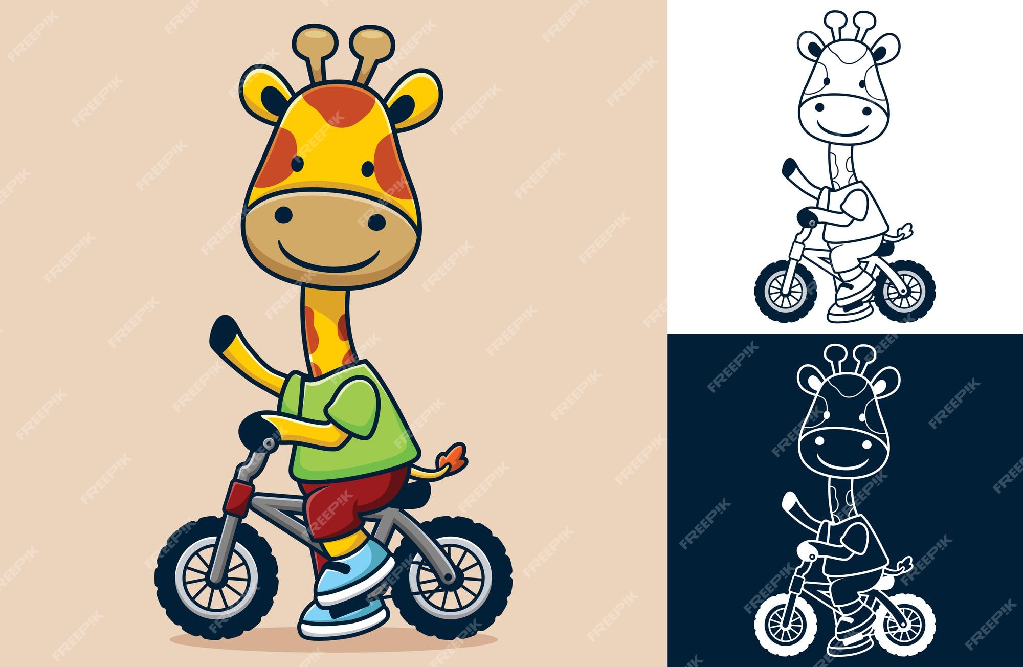 Cute dibujos animados de jirafa en bicicleta | Vector Premium Cute dibujos animados de jirafa en bicicleta | Vector Premium