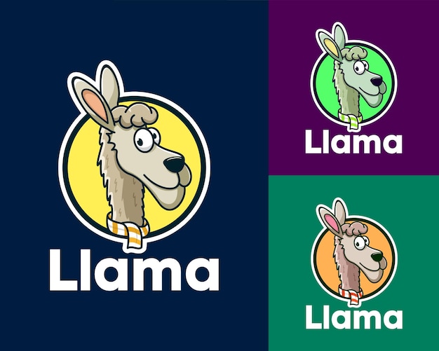 Cute dibujos animados llama alpaca vector diseño gráfico