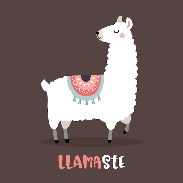 Cute dibujos animados de llama con cita de llamaste