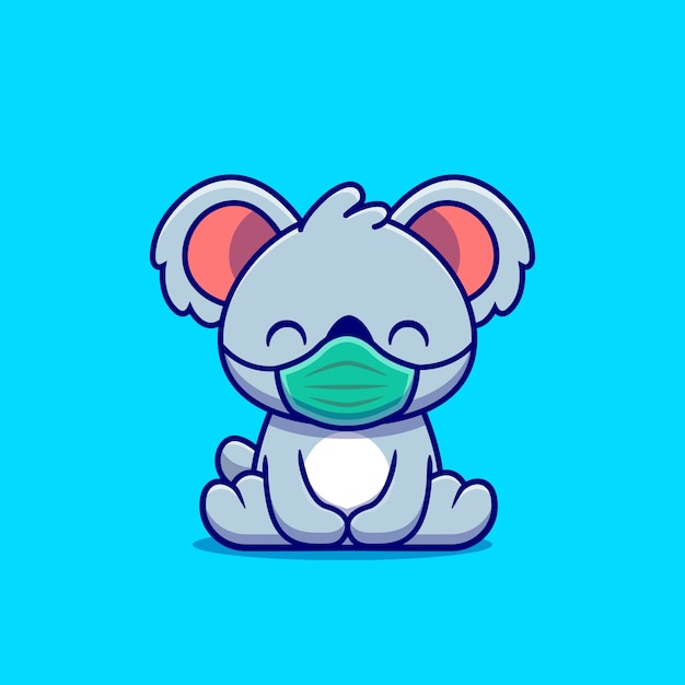 Cute dibujos animados de máscara con koala. concepto de icono sano animal aislado. estilo de dibujos animados plana