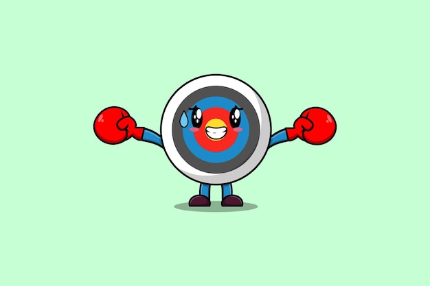 Vector cute dibujos animados de mascota de tiro con arco jugando deporte con guantes de boxeo y diseño elegante lindo