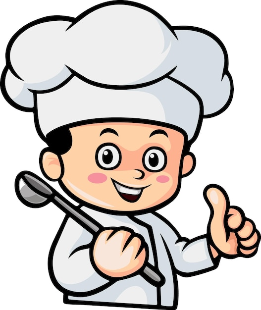 Cute dibujos animados de niño pequeño chef