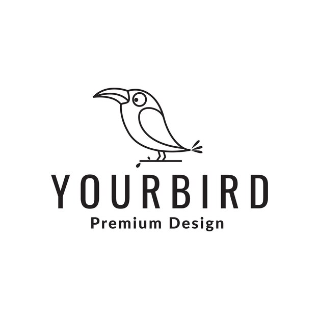 Cute dibujos animados pajarito línea logotipo diseño vector gráfico símbolo icono signo ilustración idea creativa