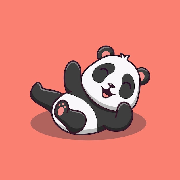 Cute dibujos animados panda acostado vector dibujos animados ilustración dibujos animados clipart