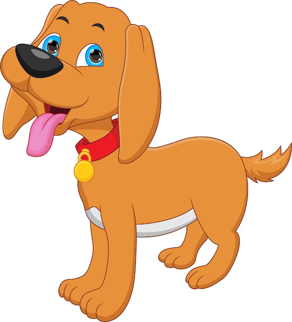 Cute dibujos animados de perro bebé aislado sobre fondo blanco.
