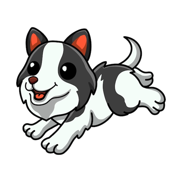 Cute dibujos animados de perro border collie corriendo