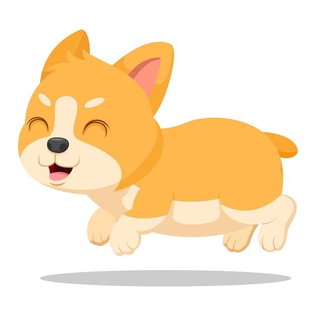 Cute dibujos animados de perro corgi sobre fondo blanco