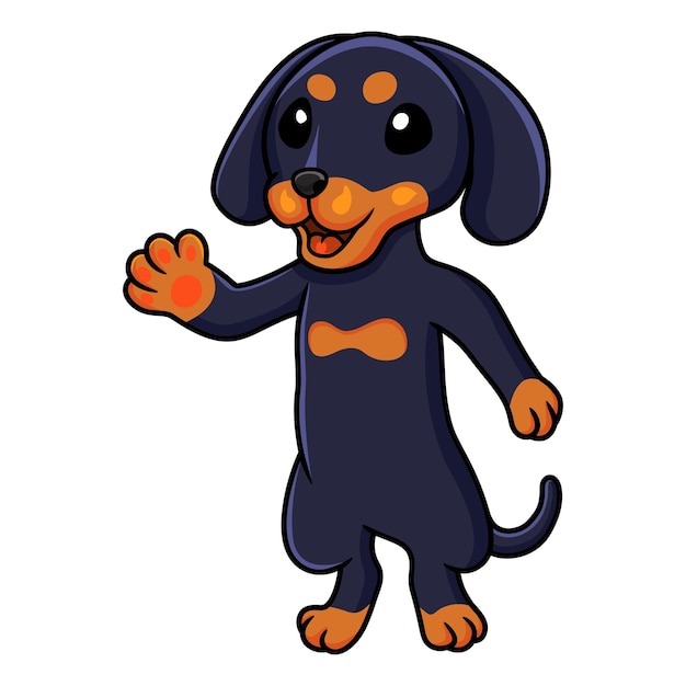 Vector cute dibujos animados de perro dashund agitando la mano