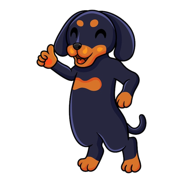 Vector cute dibujos animados de perro dashund dando pulgar