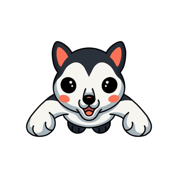 Cute dibujos animados de perro husky saltando