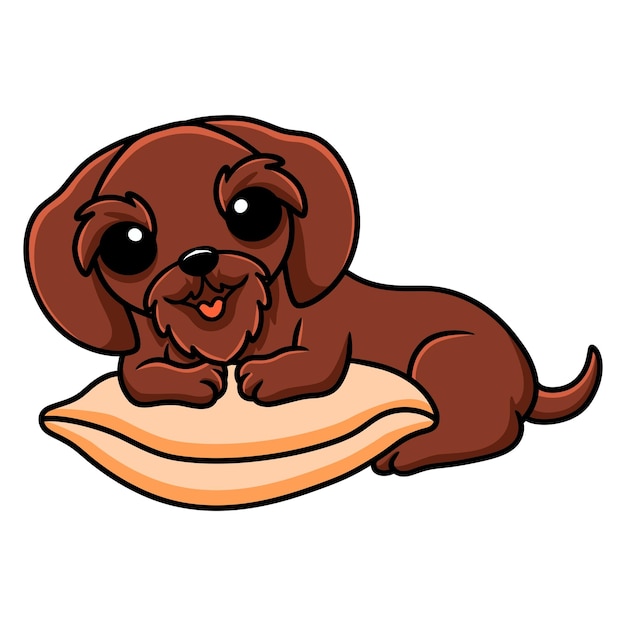 Cute dibujos animados de perro pudelpointer en la almohada