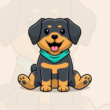 Cute dibujos animados de perro rottweiler | Vector Premium