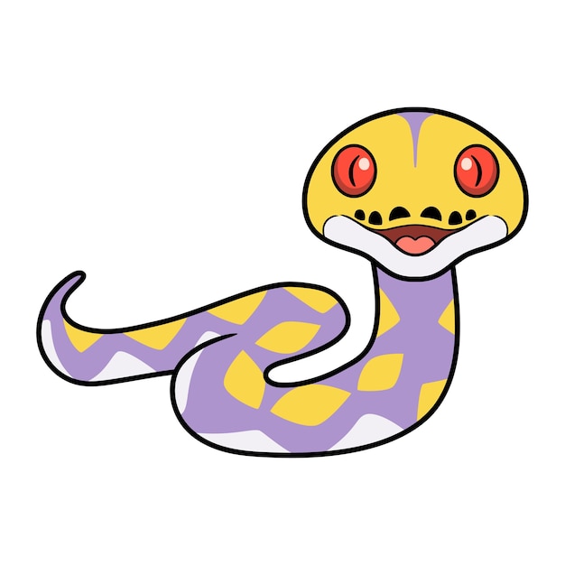 Cute dibujos animados de pitón reticulado lavanda