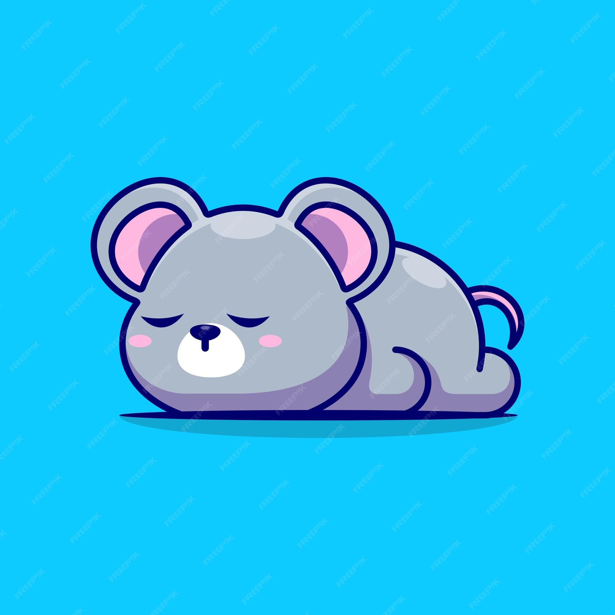 Cute dibujos animados de ratón durmiendo aislado en azul | Vector Premium