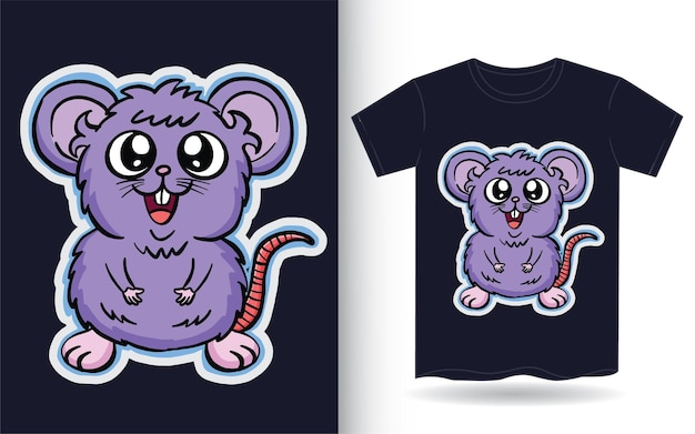 Cute dibujos animados de ratoncitos dibujados a mano para camiseta