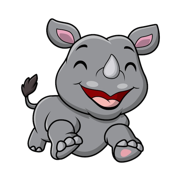 Cute dibujos animados de rinoceronte sobre fondo blanco