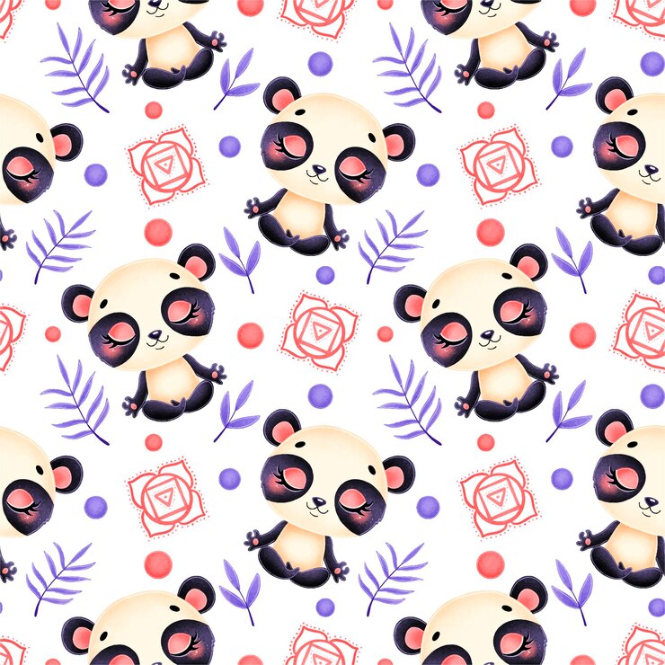Vector cute dibujos animados selva animales meditación de patrones sin fisuras