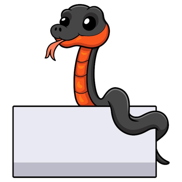 Cute dibujos animados de serpiente de agua de copperbelly con signo en blanco