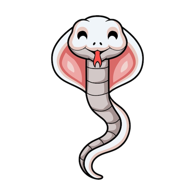 Cute dibujos animados de serpiente cobra leucística