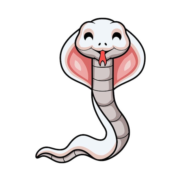 Cute dibujos animados de serpiente cobra leucística