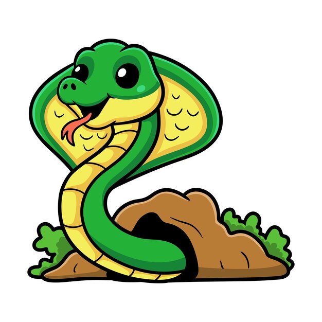 Cute dibujos animados de serpiente cobra poco
