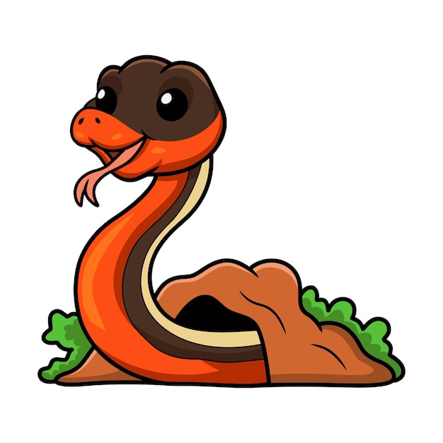 Cute dibujos animados de serpiente de liga fuera del agujero