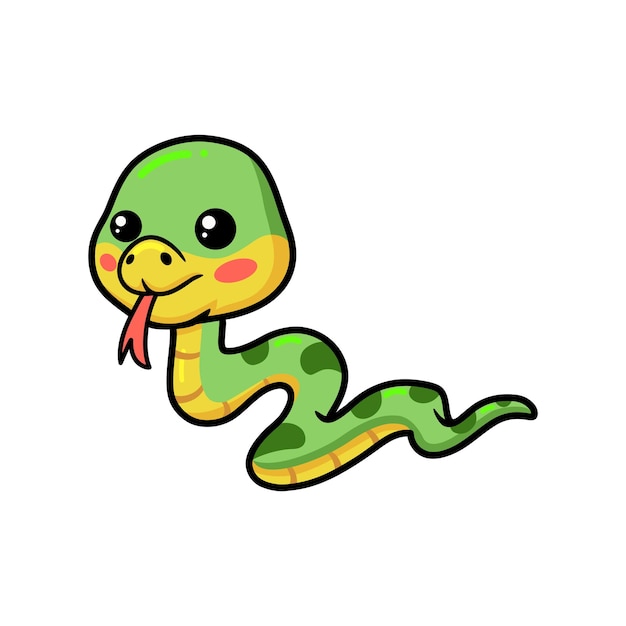 Cute dibujos animados de serpiente verde