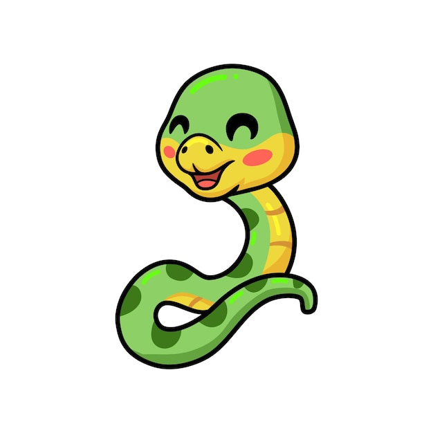 Cute dibujos animados de serpiente verde