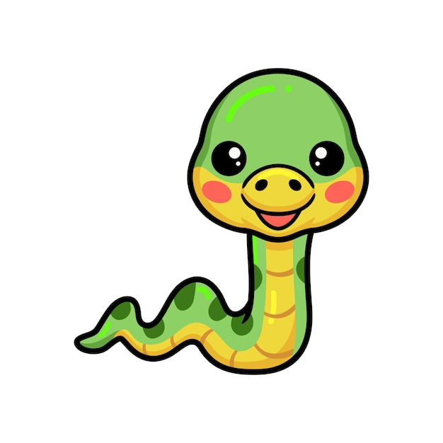 Cute dibujos animados de serpiente verde