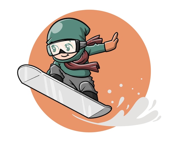 Cute dibujos animados de snowboarder