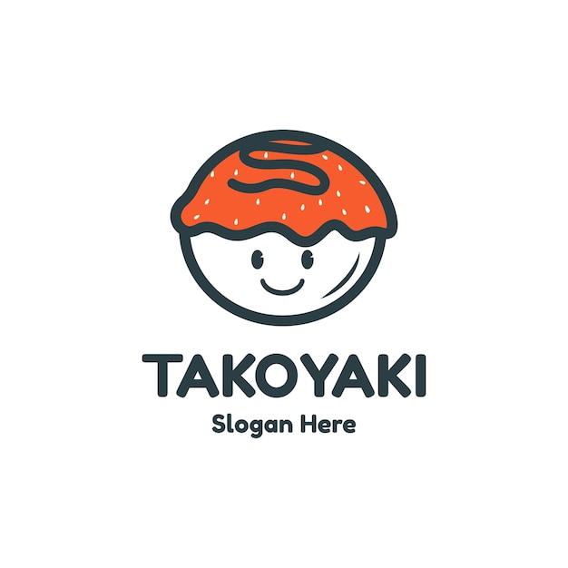 Cute dibujos animados Takoyaki logo vector ilustración de comida japonesa tradicional