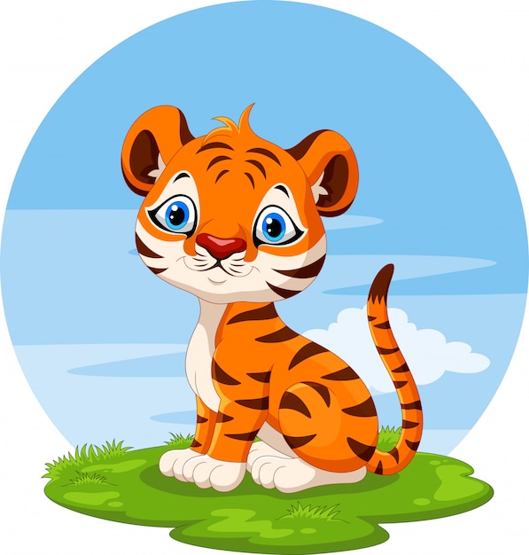 Vector cute dibujos animados tigre sentado