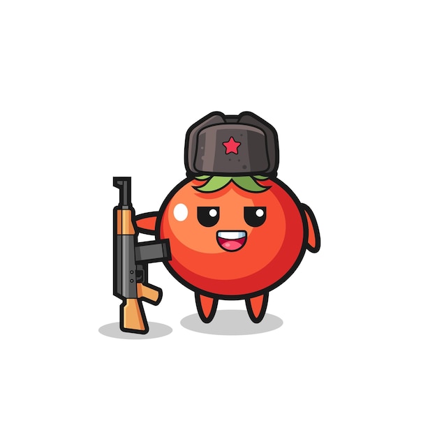 Cute dibujos animados de tomates como ejército ruso, diseño lindo