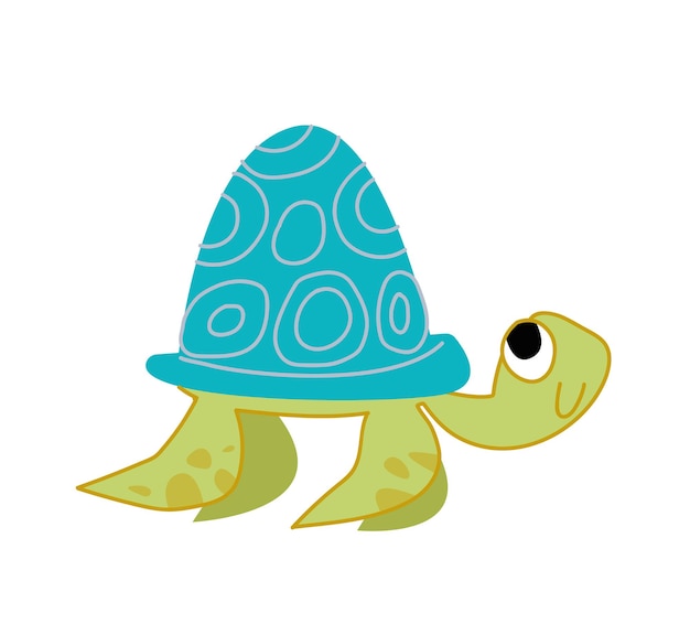 Cute dibujos animados de tortugas marinas Ilustración vectorial en estilo infantil de dibujos animados Clipart divertido aislado