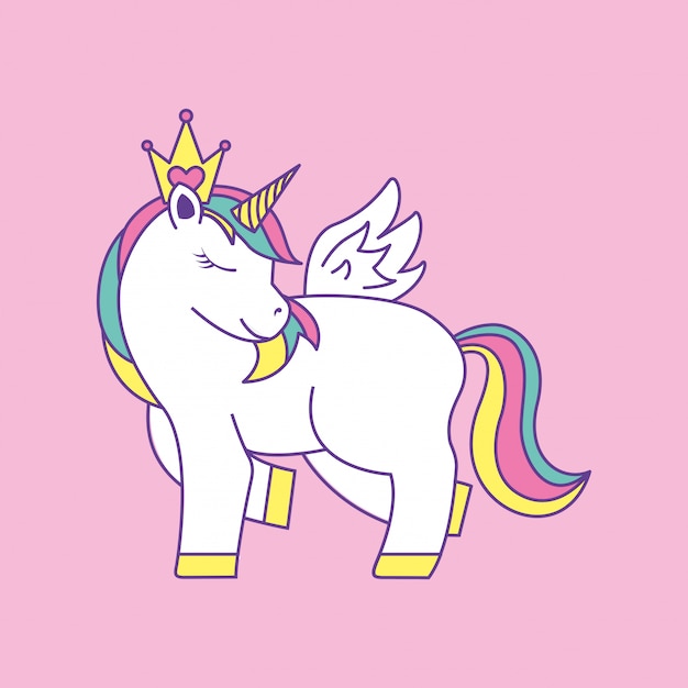 Cute dibujos animados de unicornio